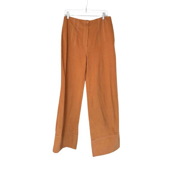 OhSevenDays Brown Copper High Waisted‎ Pick Pocket Wide Leg Trousers Size XL - Picture 3 of 16